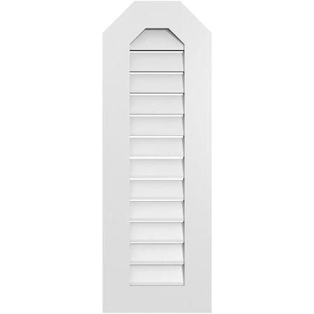 Ekena Millwork Octagonal Top Surface Mount PVC Gable Vent: Functional, w/ 3-1/2"W x 1"P Standard Frame, 14"W x 40"H GVPOT14X4001SF